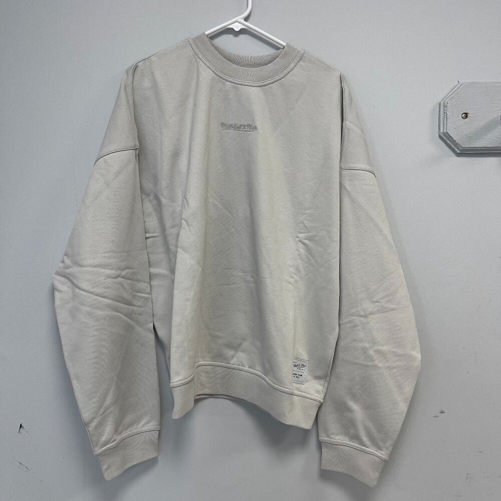 Mitchell & Ness Branded Script Crewneck, Light Grey - Large - NWT